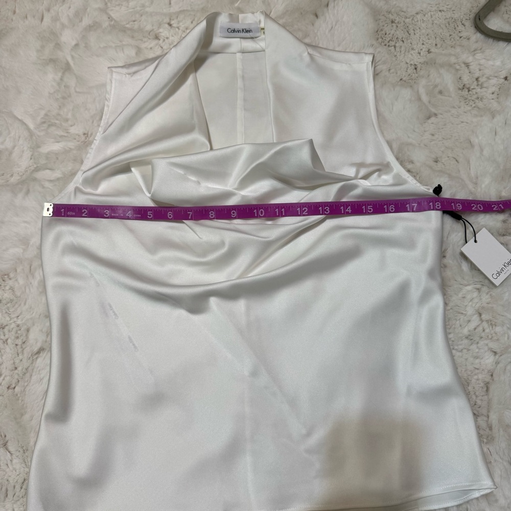 Calvin Klein Ivory Draped Sleeveless Top - Picture 4 of 7